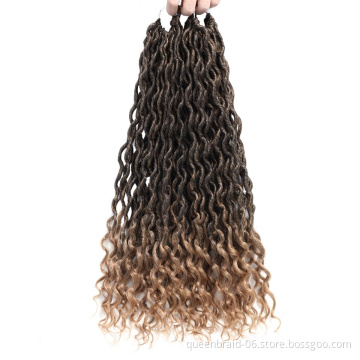 Goddess Locs Crochet Hair Wavy Faux Locs with Curly Ends Synthetic Braiding Hair Extension Dreadlocks Soku Ombre Twist Hair